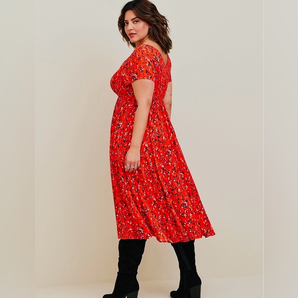 Torrid Orange Midi Skater Dress - Picture 2 of 6